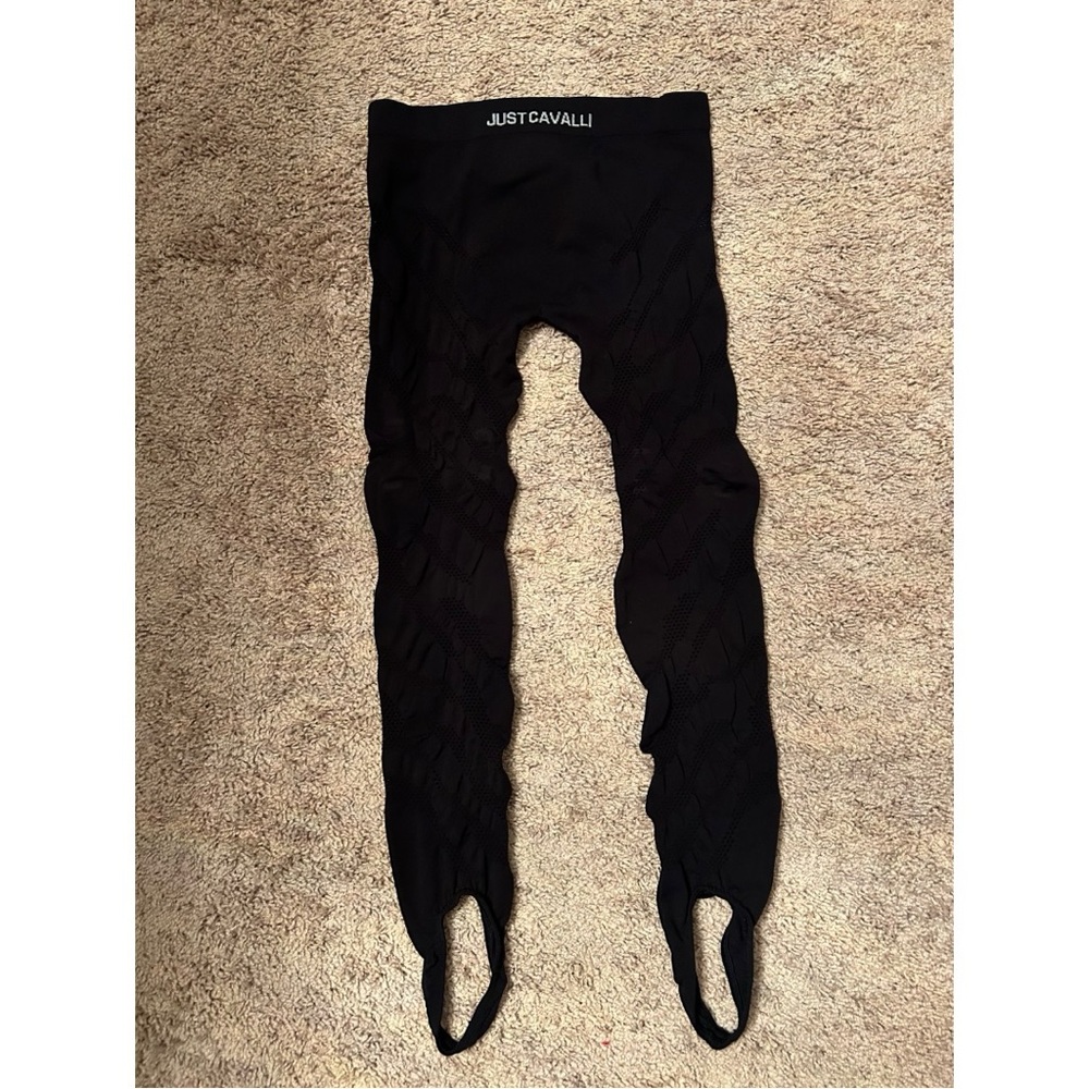 Black Just Cavalli Pantyhose Stirrup leggings